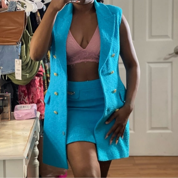 NWT Zara * Textured Tweed Vest Waistcoat Blazer Dress - Picture 11 of 15